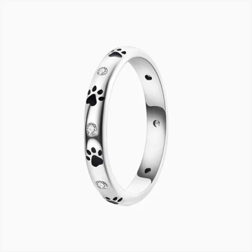 Anillo De Plata Huellas De Mascota