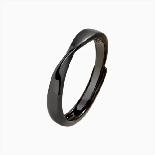 Anillo De Plata Negro Ajustable