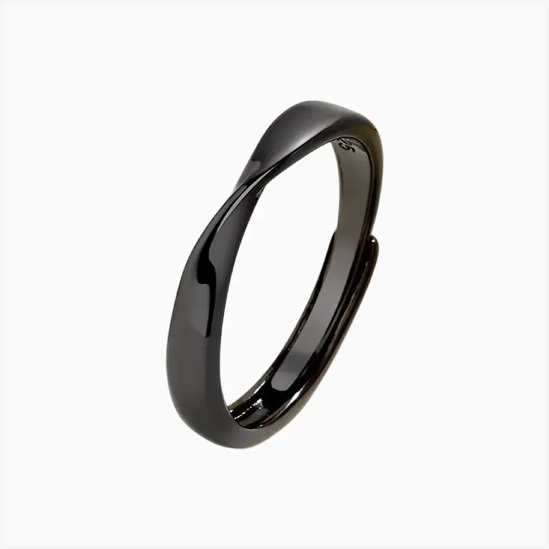 Anillo De Plata Negro Ajustable