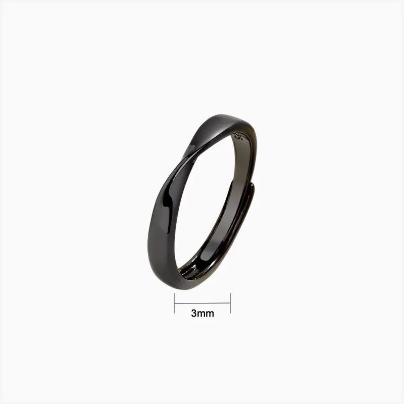 Anillo De Plata Negro Ajustable