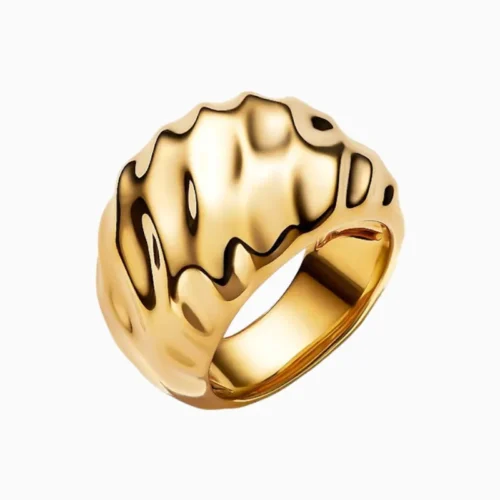 Anillo De Plata Ondas Llamativas