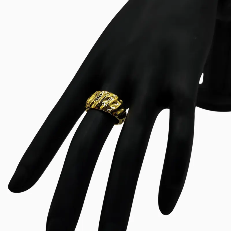 Anillo De Plata Ondas Llamativas