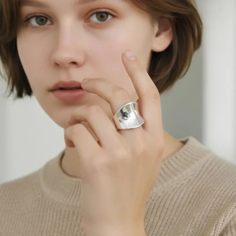 Anillo De Plata Orgánico Grande