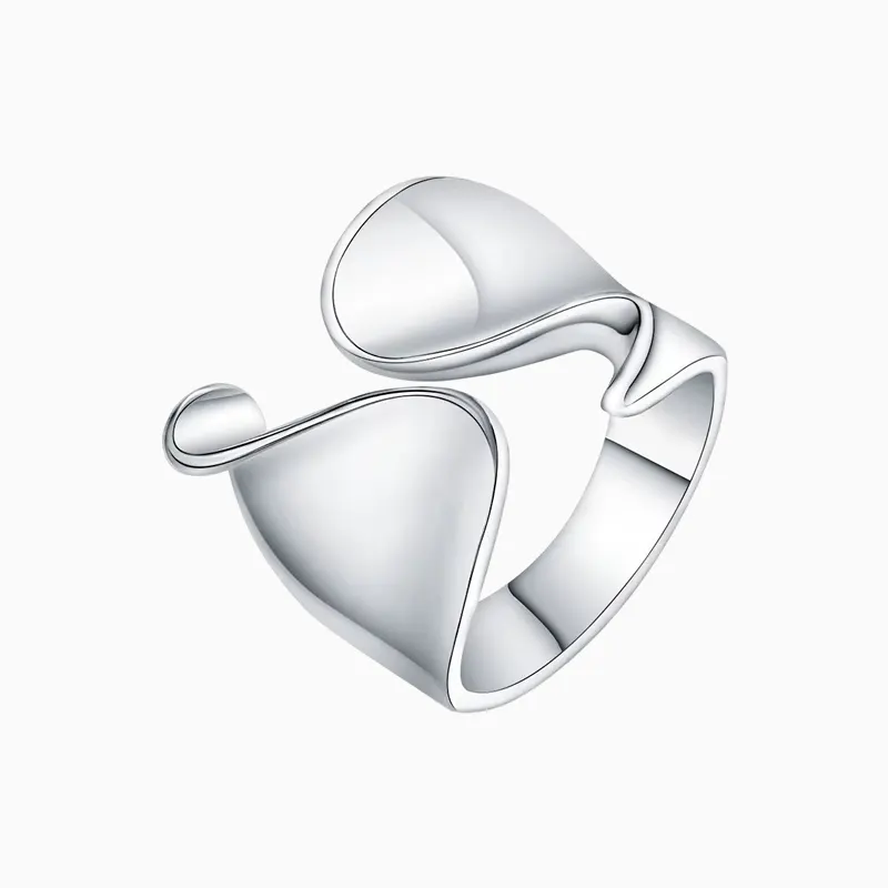 Anillo De Plata Orgánico Ondulado
