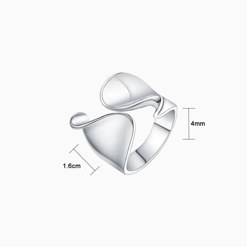 Anillo De Plata Orgánico Ondulado