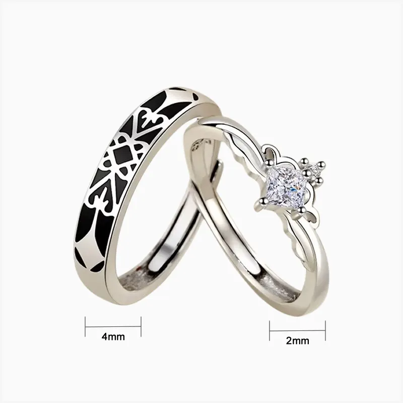 Anillo De Plata Pareja Rey Y Reina