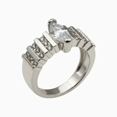 Anillo De Plata Piedra Brillante