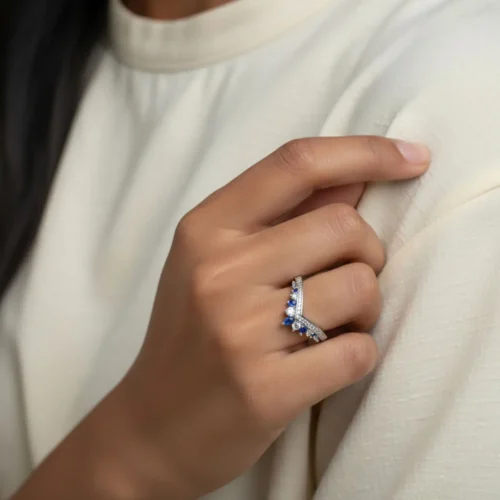 Anillo De Plata Tiara Deseo Azul