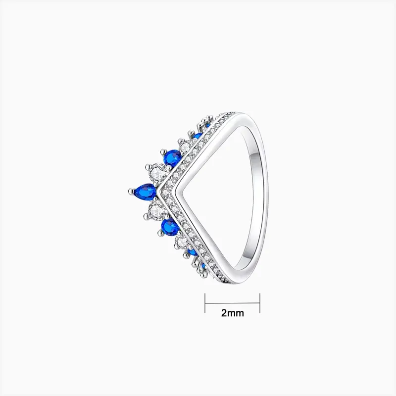 Anillo De Plata Tiara Deseo Azul