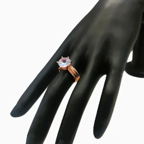 Anillo De Plata Triple Banda Rosa