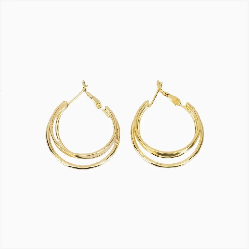 Aretes Arracadas De Oro Triple Banda