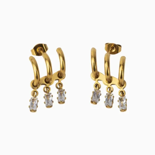 Aretes Broquel De Acero Arco Con Piedras