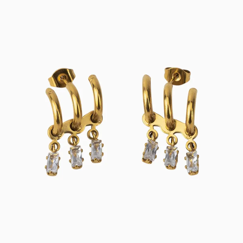 Aretes Broquel De Acero Arco Con Piedras