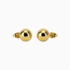 Aretes Broquel De Acero Bola Dorada 10