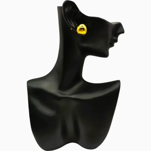 Aretes Broquel De Acero Bola Dorada 12