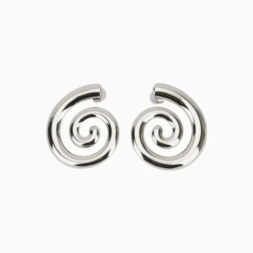 Aretes Broquel De Acero Diseño Espiral