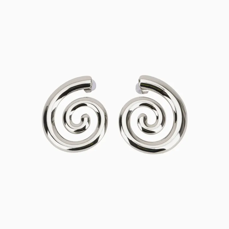 Aretes Broquel De Acero Diseño Espiral