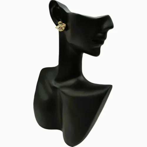 Aretes Broquel De Oro Cisne Brillante