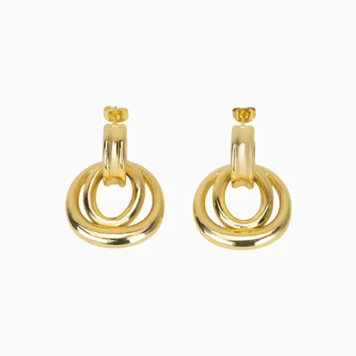 Aretes Largos De Oro Doble Aro