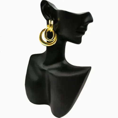 Aretes Largos De Oro Doble Aro