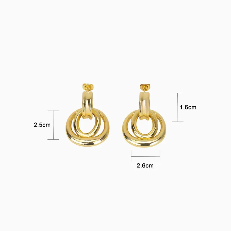 Aretes Largos De Oro Doble Aro