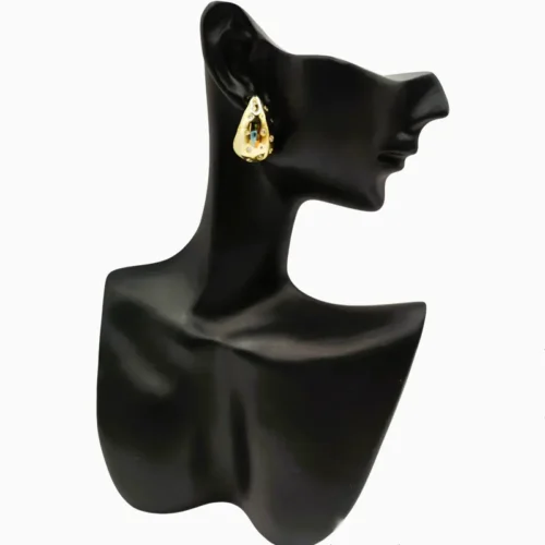 Aretes Broquel De Oro Gota Ancha