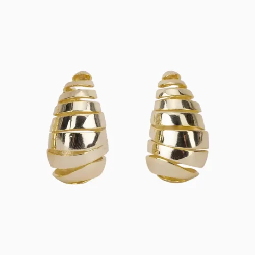 Aretes Broquel De Oro Gota Cortada