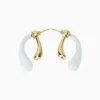 Aretes Broquel De Oro Moderno Blanco