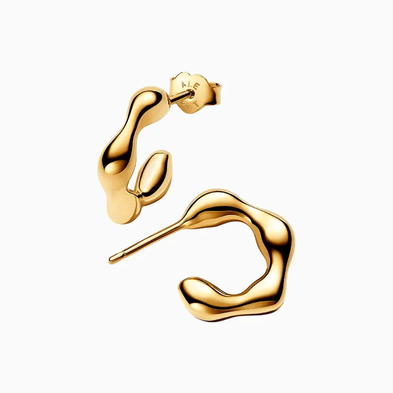 Aretes Broquel De Plata Abierto Orgánico