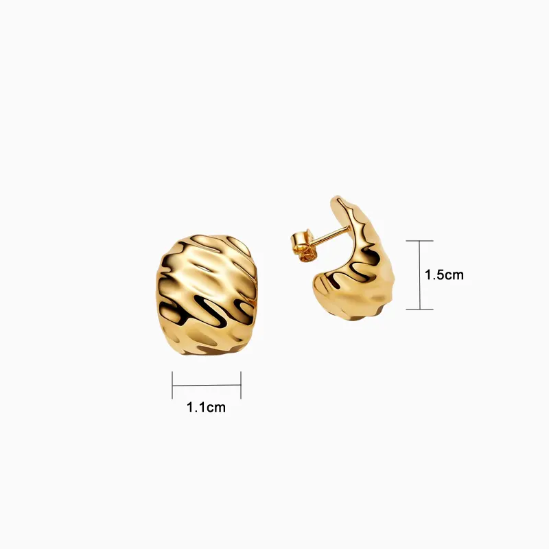 Aretes Broquel De Plata Ancho Ondulado