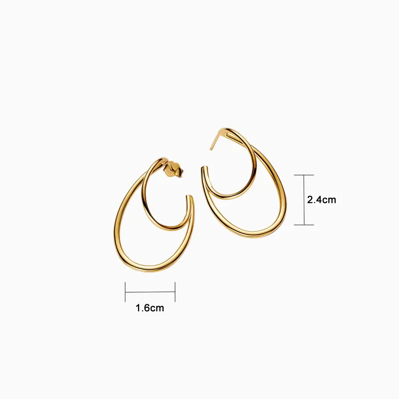 Aretes Broquel De Plata Aro Doble Orgánico Aretes Broquel De Plata Aro Doble Orgánico