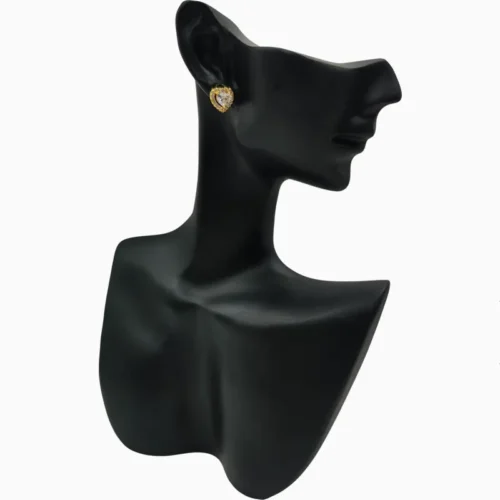 Aretes Broquel De Plata Corazón Brillante