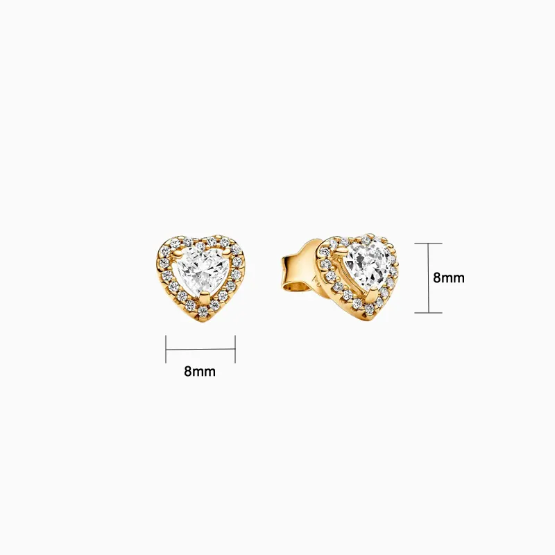 Aretes Broquel De Plata Corazón Brillante