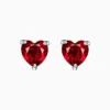 Aretes Broquel De Plata Corazón Rojo
