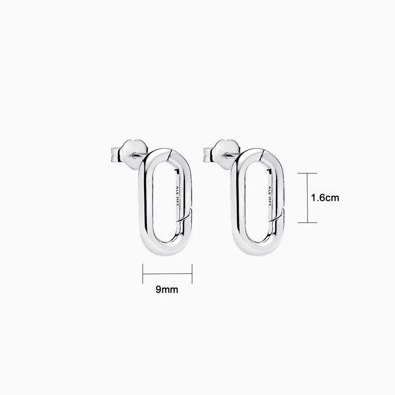 Aretes Broquel De Plata Eslabón Con Apertura