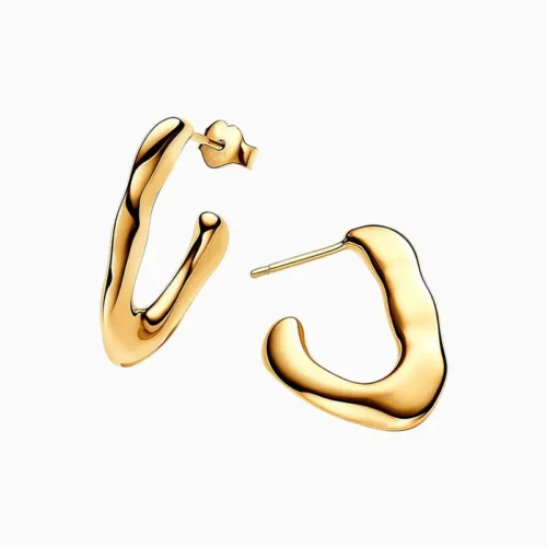 Aretes Broquel De Plata Forma Orgánica En V