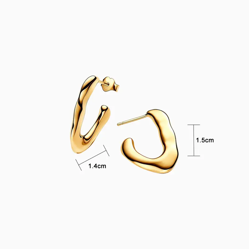 Aretes Broquel De Plata Forma Orgánica En V