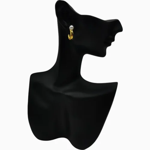 Aretes Broquel De Plata Forma Orgánica Perla Chica