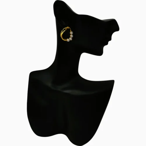 Aretes Broquel De Plata Forma Orgánica Y Perlas