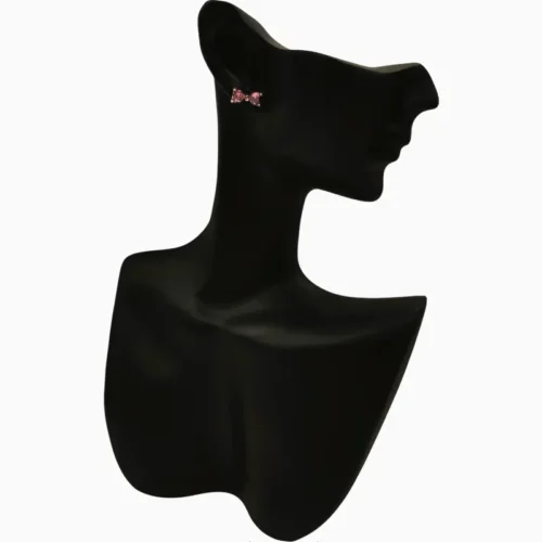 Aretes Broquel De Plata Lazo Rosa