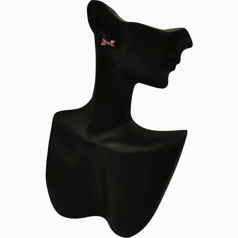 Aretes Broquel De Plata Lazo Rosa