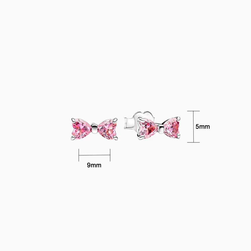 Aretes Broquel De Plata Lazo Rosa
