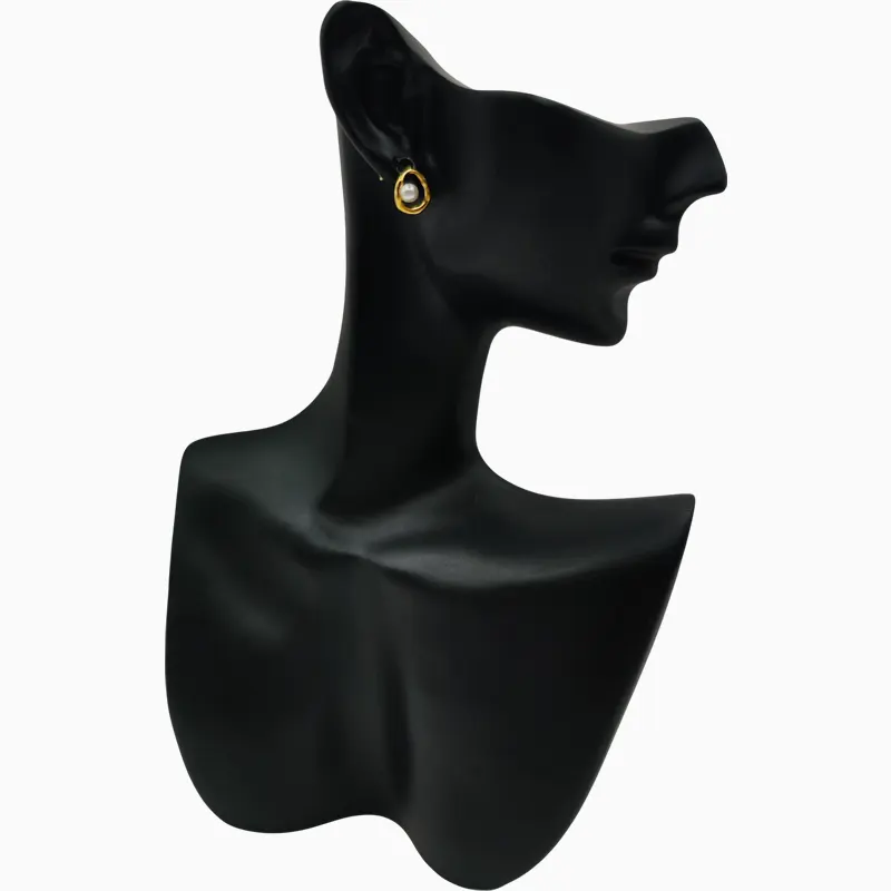 Aretes Broquel De Plata Óvalo Orgánico Y Perla