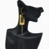 Aretes Largos De Acero Rectángulo Dorado