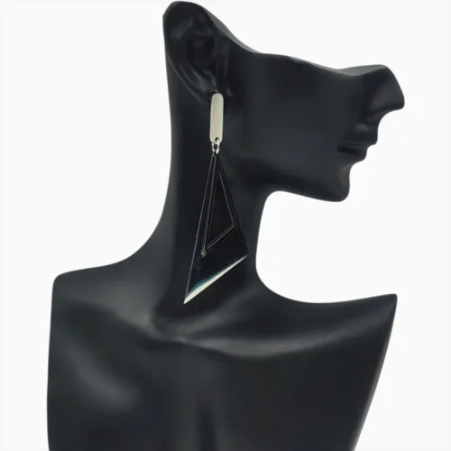 Aretes De Acero Triángulo Plateado