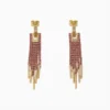 Aretes Largos De Oro Colgantes Fucsia