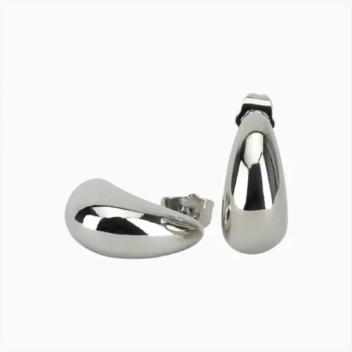 Aretes Broquel De Oro Gota Plateada