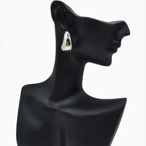 Aretes Broquel De Oro Gota Plateada