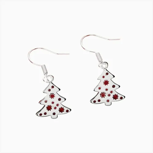 Aretes Largos De Plata Árbol Navideño