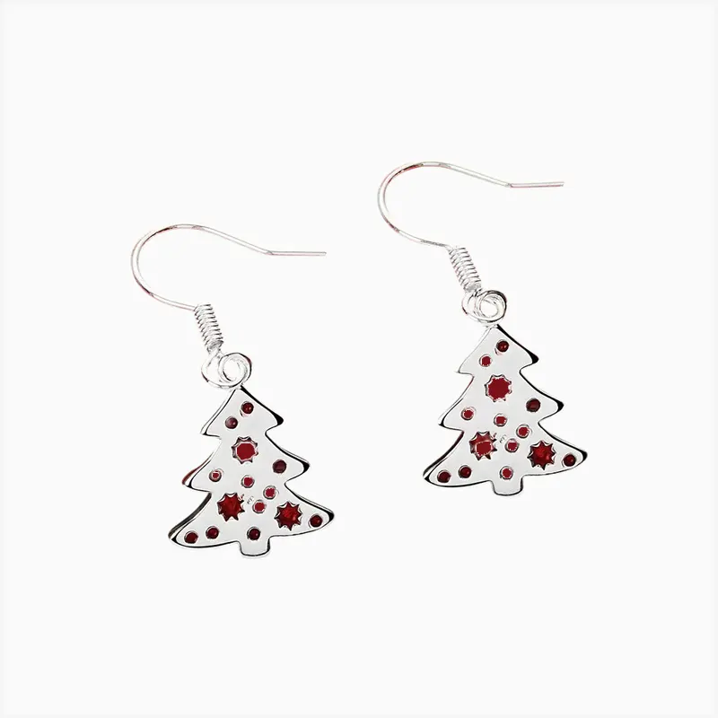 Aretes Largos De Plata Árbol Navideño Aretes Largos De Plata Árbol Navideño